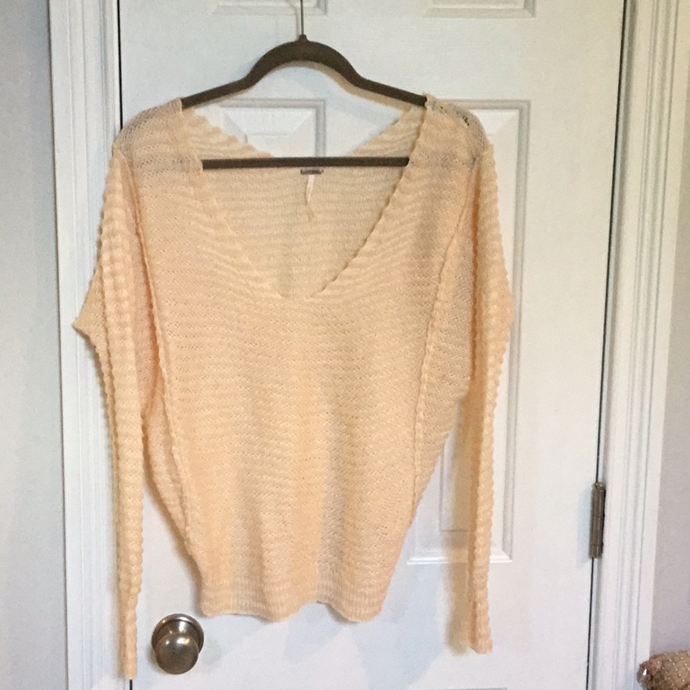 Free People Lightweight Pale Peach Sweater
